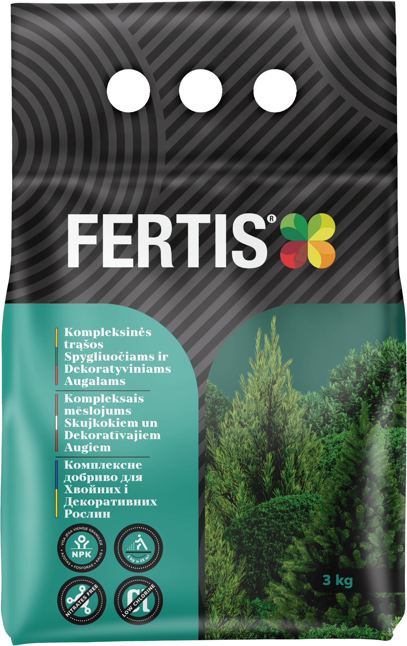 Kompleksinės trąšos Spygliuočiams ir dekoratyviniams augalams FERTIS, 3kg