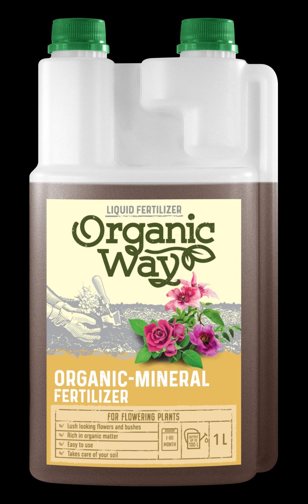 ORGANIC WAY GĖLĖMS IR ŽYDINTIEMS KRŪMAMS SKIRTOS ORGANINĖS-MINERALINĖS TRĄŠOS 1 L