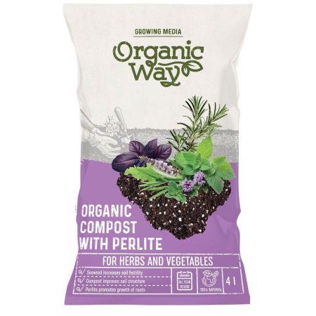 ORGANIC WAY ORGANINIS KOMPOSTAS PRIESKONIAMS IR DARŽOVĖMS SU PERLITU 4 L
