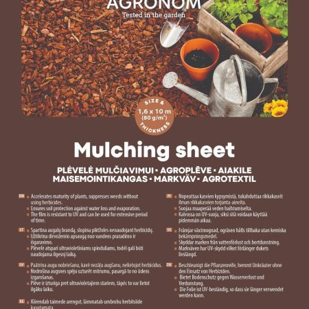 RUDA PLĖVELĖ MULČIAVIMUI 1,6X10M (80G/KV.M)