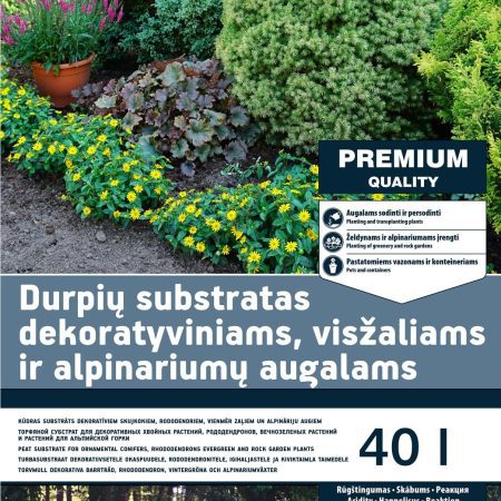 SUBSTRATAS DEKORATYVINIAMS SPYGLIUOČIAMS, RODODENTRAMS, VISŽALIAMS IR ALPINARIUMŲ AUGALAMS 40 L